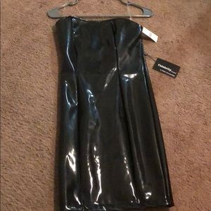 Strapless latex dress